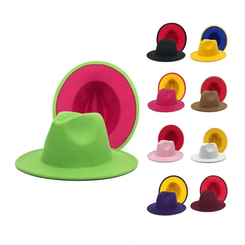 
Wholesale Wool Brim Fedora Hats Women For New Designer Wool Fedora 2 Tone Hats Men And Women 