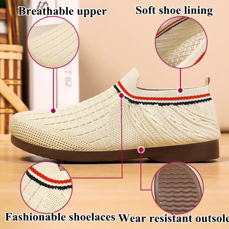 TPR sole jacquard breathable upper womens Ladies slip on breathable summer walking shoes loafers