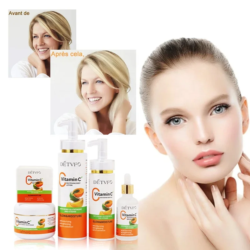 Oem Hot Sale Face Care 100% Organic Vc Whitening Brightening Skin Care Set Facial Vitamin C Rejuvenating Skin Care Set (New)