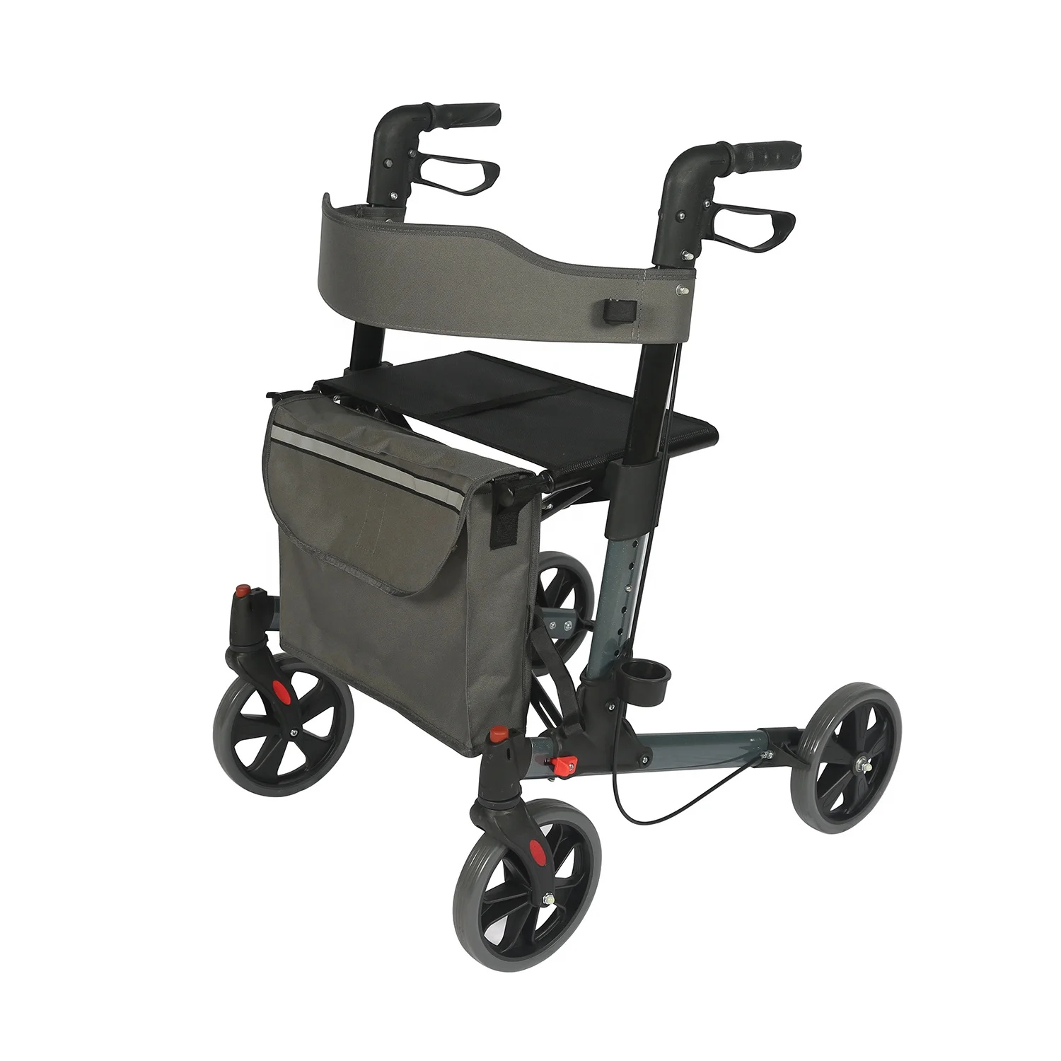 Oscar Aluminum Rollator Walker with Seat, Double Folding Mobility Aids with 8 inch Wheels TRA03