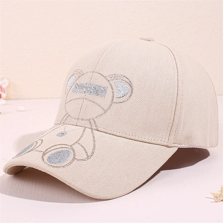 New Arrival Korean Embroidery Cute Hat Summer Breathable Baseball Cap Bear Sports Hat