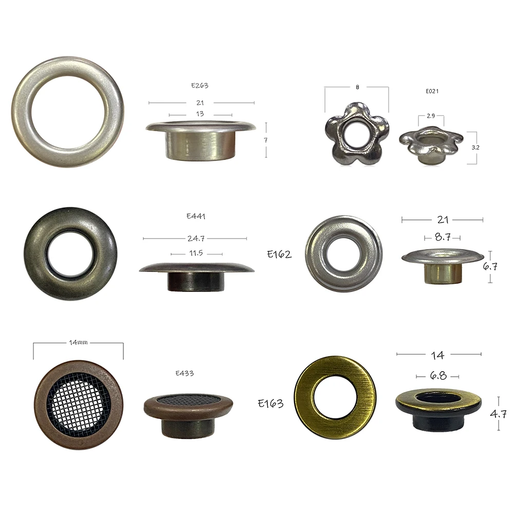 High Quality Garment Accessories Manufacturers 63.5MM shiny silver Shoe curtain big 201 stainless steel eyelet