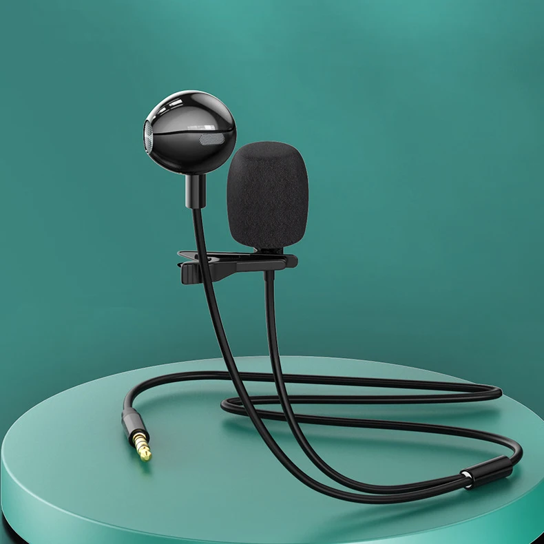 Metallic USB Lapel Microphone with Earphone for Mobile Phone/Laptop/Video Camera Lavalier Mic Portable 1.5m External Microphones