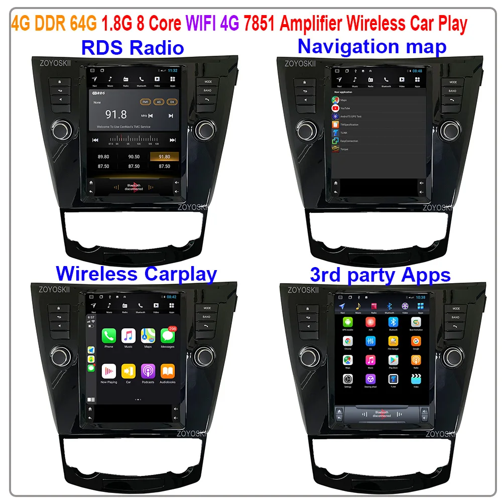 ZOYOSKII Android Vertical Tesla Screen Car Gps Multimedia Radio Navigation For Nissan X-Trail J10 J11 T32 Qashqai 2011 2012 2013