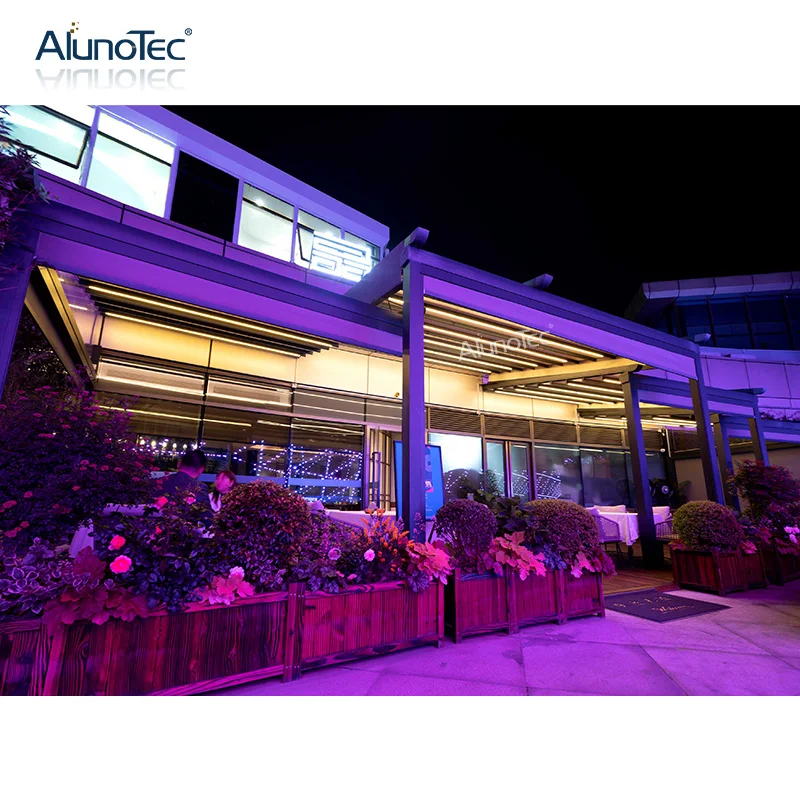 High-Quality Outdoor Solar Garden Gazebo Aluminum PVC Retractable Roof Carport Canopy Pergola Awning