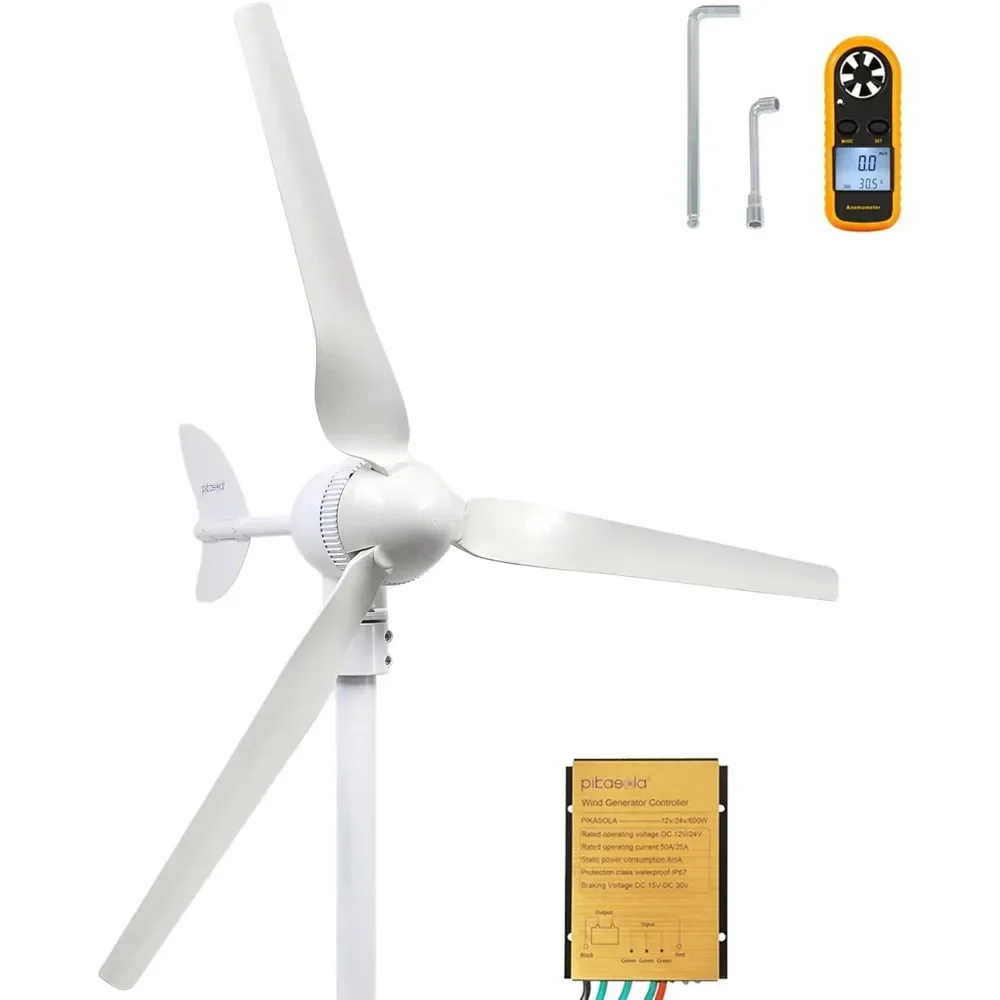600W 12V Wind Turbine Generator Kit w/8 Blades,Wind Power Generator for Marine RV Home,Wind Generator Kit with Charge Controller