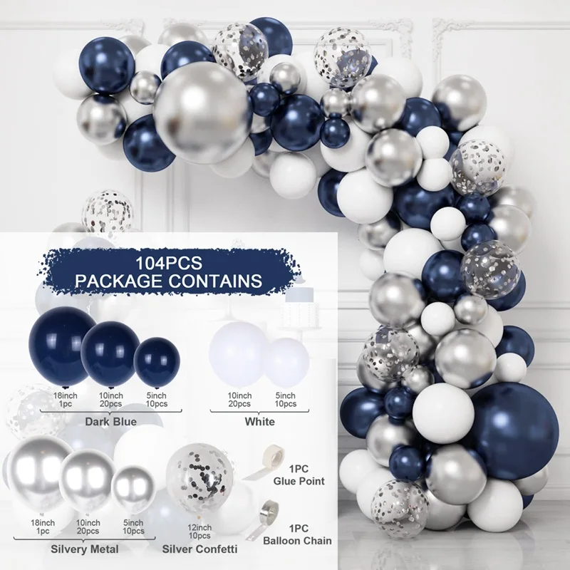 New Design Sea Theme Latex Ballon High Quality Metal Paper Scraps Balloon Arch Set for Birthday Party Baby Baptism Decoration