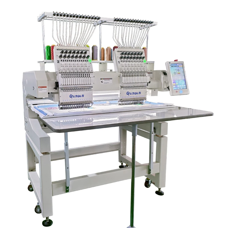 High speed ! 2 Heads Computerized 1200rpm 9 12 15 Needles Industrial Computerized Hat Logo T Shirt Cap Embroidery Machine