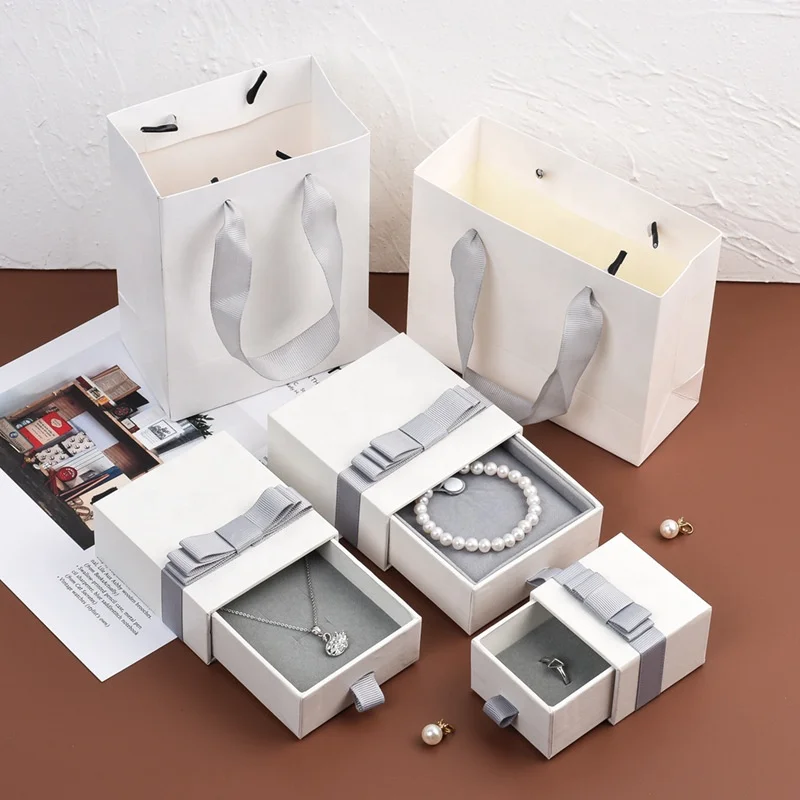 High garde exquisite jewelry box custom jewelry drawer packaging box cardboard jewellery box and bag