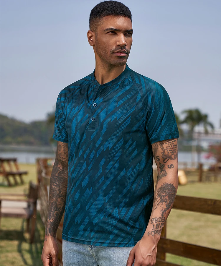 Men blade collar golf polo shirts UPF 50+ sun protection camouflage printing light weight quick dry tshirt  Camo Tops Hot Sale