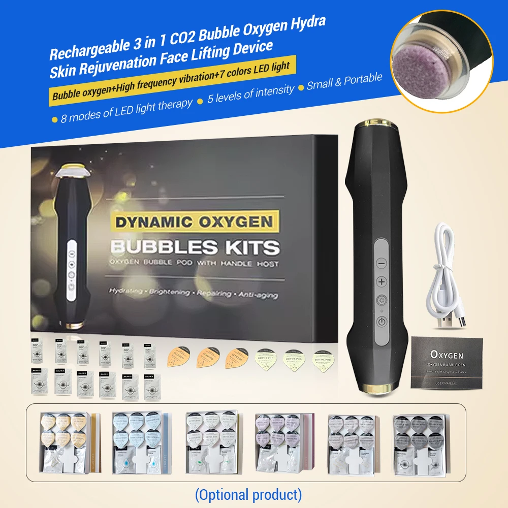 OEM/ODM rechargeable co2 oxygenation skin care oxigen facial machine with Free co2 bubble capsules pods & Gels