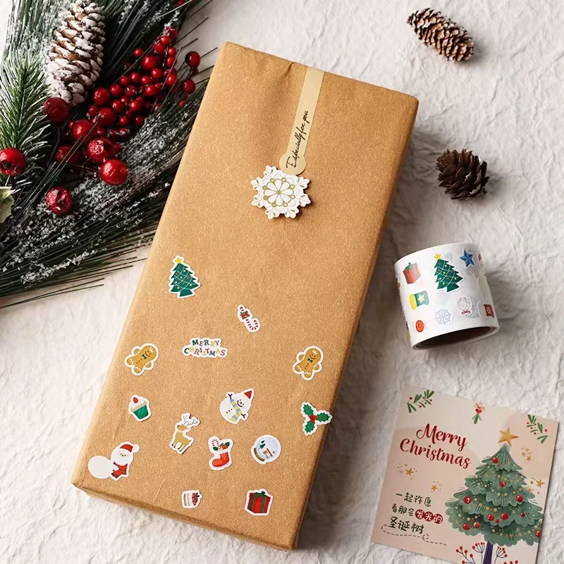 Custom  Printing DIY Christmas gift packing sticker 30 cute pictures Label assorted pattern Sticker for Xmas  series