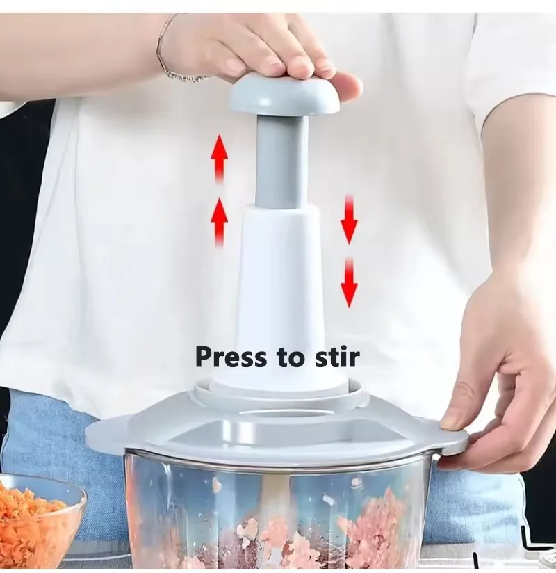 WONDERFUL Hand Press Portable Hand Held Grinder Magic Shredder Garlic Herb Vegetable Meat Blender Food Chopper