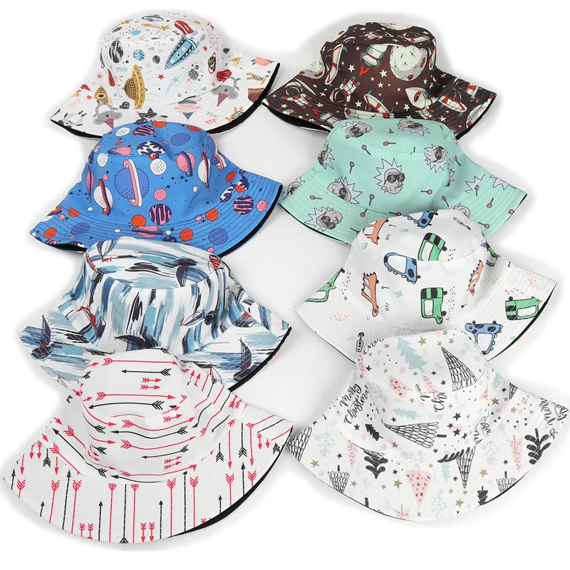 New space science fiction series pattern double-sided fisherman hat unisex Bucket Hat