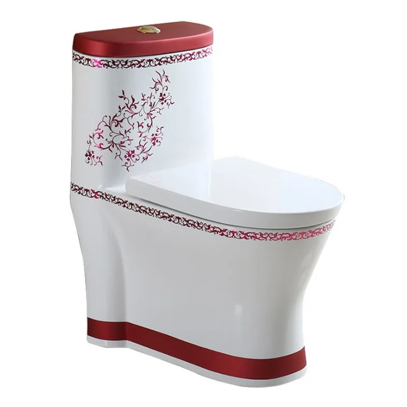 Toilet red gold color super spiral row integrated toilet anti-blocking splash flush toilet wholesale