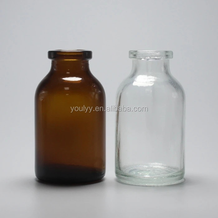 Amber Clear 8ml 10ml 15ml 20ml 30ml 50ml 100ml Veterinary Medicine Glass Vial Moulded Bottle With Caps And Rubber Stopper