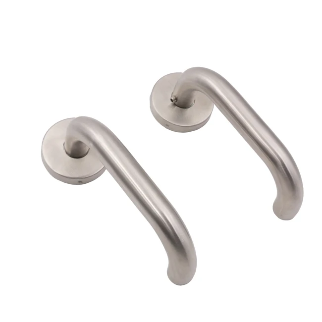 Lever Door Handles Stainless Steel Rosette Door Handles Silvery Standard Style Lavatory And Shower Lever Handle
