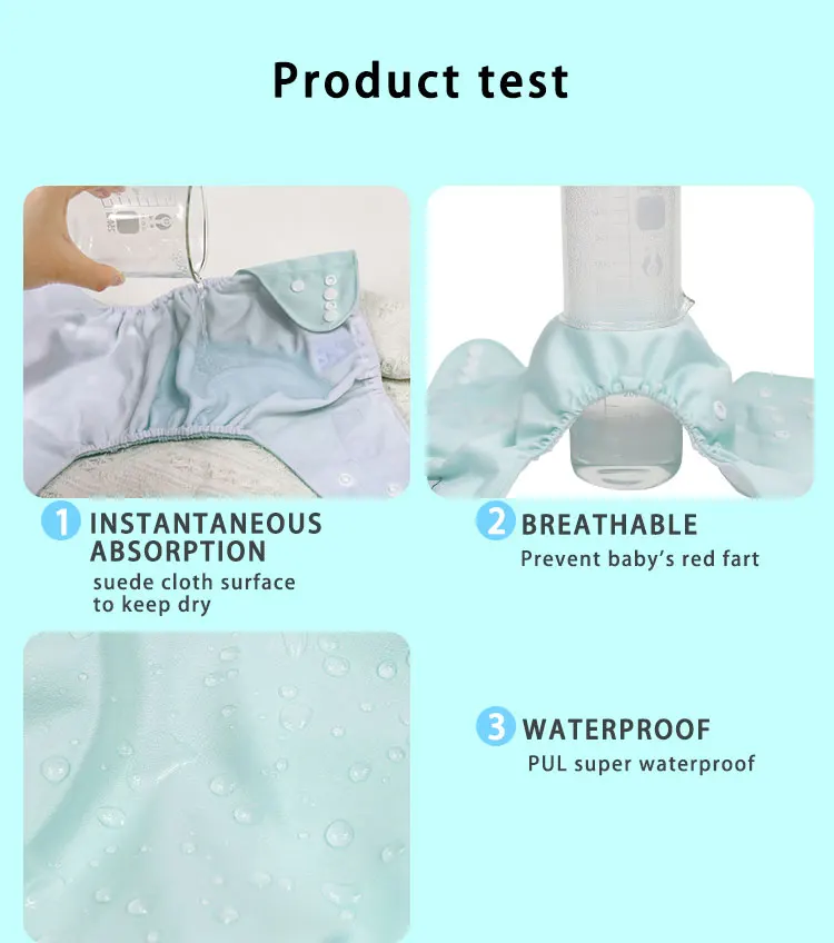 Solid Cloth Diaper One Size Fits All Washing Nappies Button Adjusted Diaper Factory Reusable Pocket Diaper