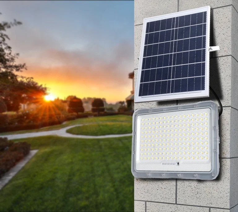 A leve polysilicon solar panel 2835 Lamp bead solar flood lights led flood light  IP65 OPC/RC solar flood lights