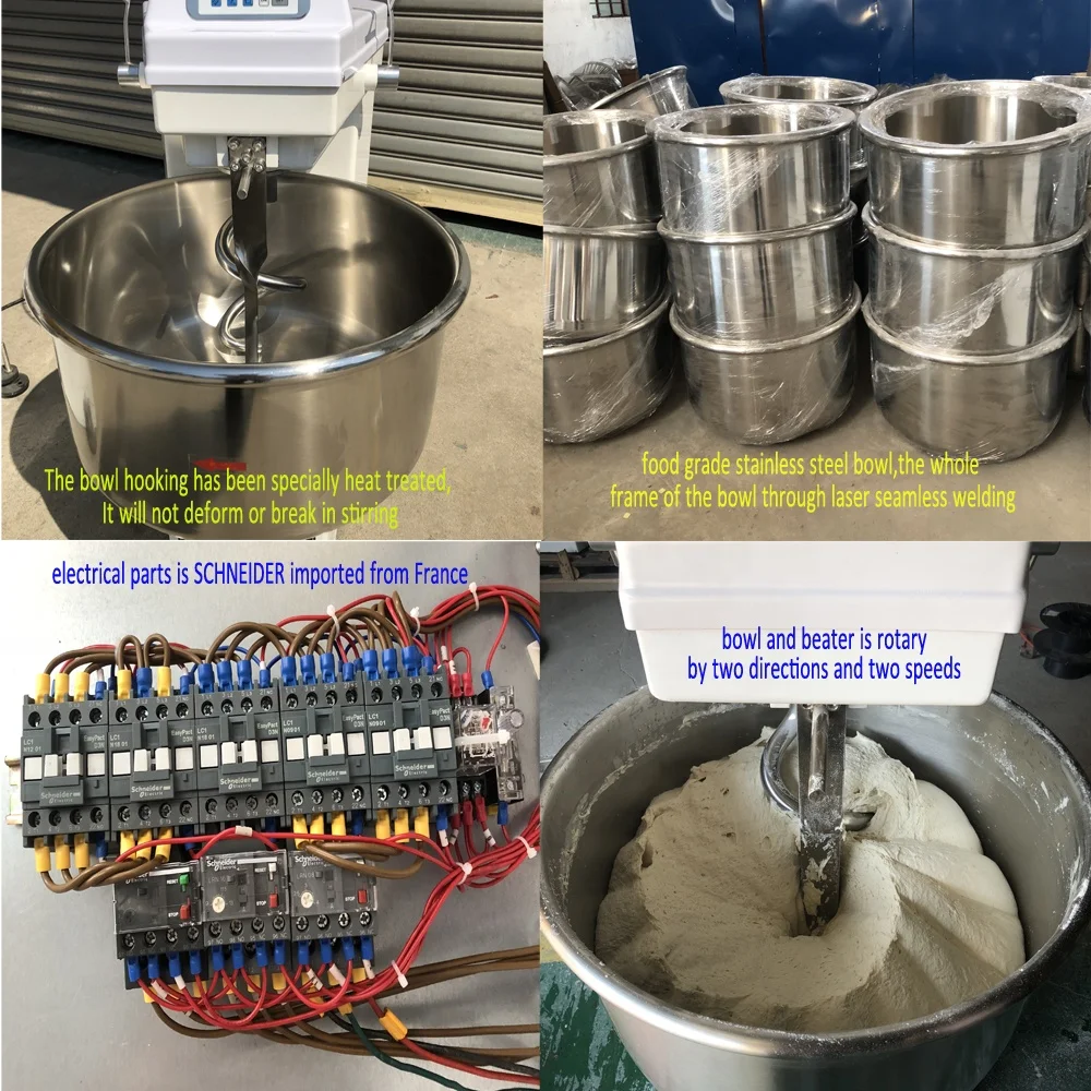 commercial heavy duty spiral mixer 125kg flour mixer,200kg bread self-tipping dough mixer