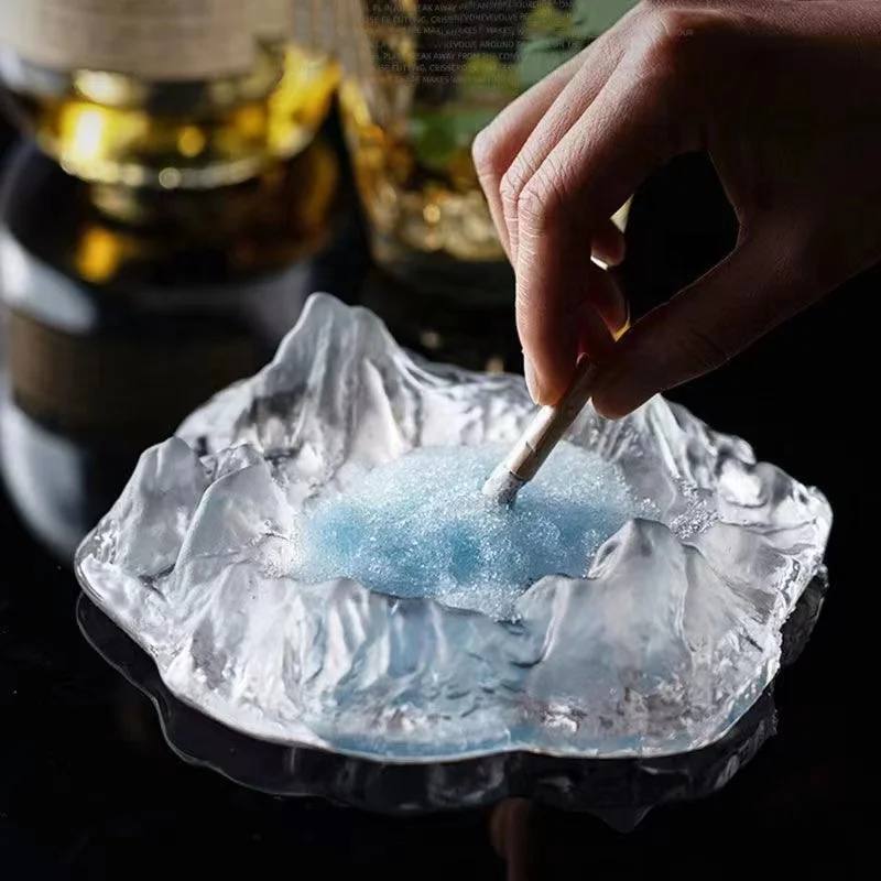 Round custom logo marley crystal smoking cigarette luxury cigar ashtray glass