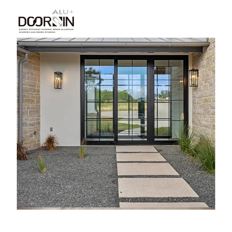 New Trend Popular Front Entry Doors Rain Proof Wind Pressure Resistance Triple Glazed Aluminum Sliding Glass Door