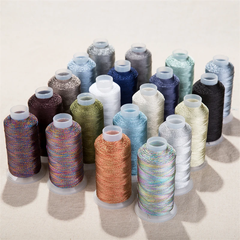 Оптовая продажа, индивидуальная металлическая люрексная пряжа, полиэфирная цветная металлическая пряжа