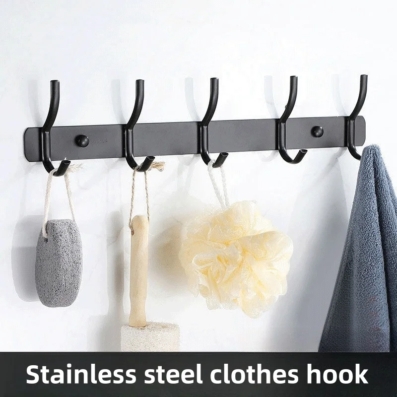 Wholesale Stainless Steel  Hangers Rack Metal Ceiling Coat Rack 5Hooks Wall Mounted Rack For Home Kitchen Organization
