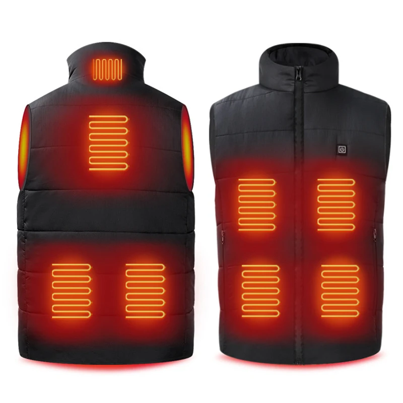 Custom 8 Areas Heating Pad Panels Clothing Thermal Heating Vest Gilet Chauffant Heated Waistcoat