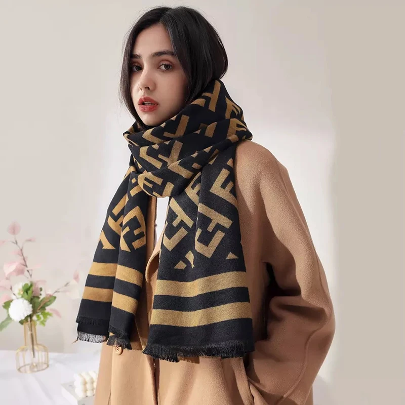 Women Winter Warm Vintage Print Cashmere Scarf Pashmina Shawl Ladies Outdoor Blanket Wraps Long Cape