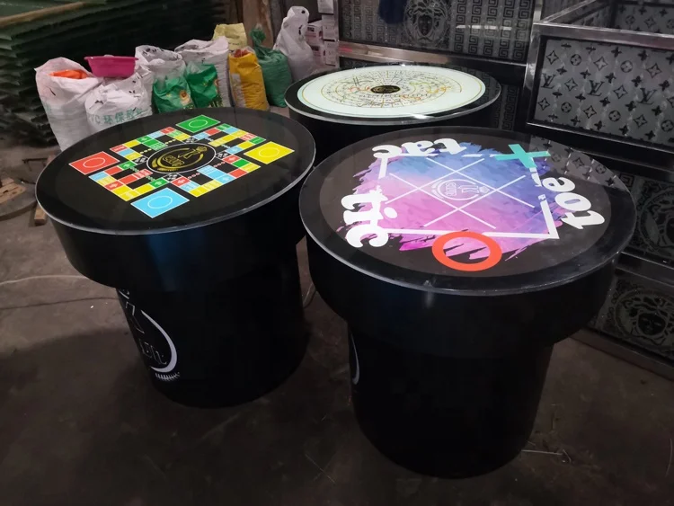 Tempered glass lighted table led metal bar cocktail