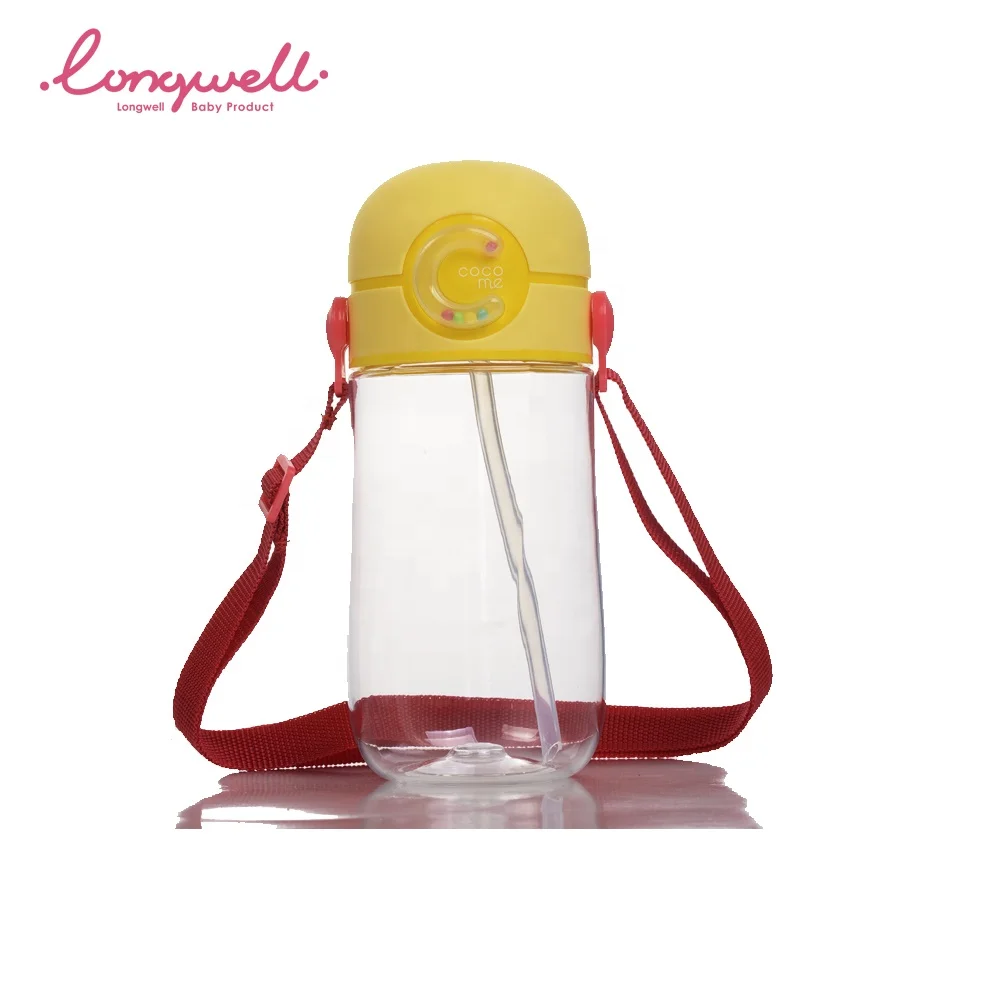 Straw Water Bottle Baby Outdoor Strap Hands Free Silicone Sippy Cups BPA Free Custom Printed Logo OEM Tritan Drinking Bottles