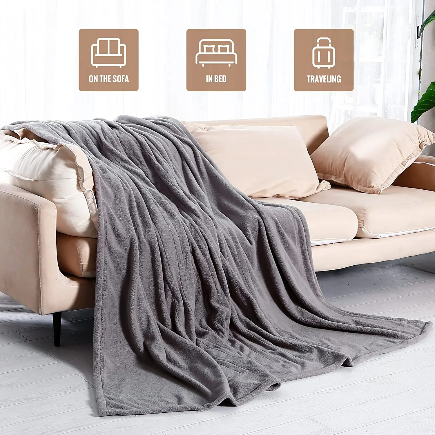 Custom 120V Solid Polar Fleece Thermal Throw Machine Washable Electric Heating Throw Blanket