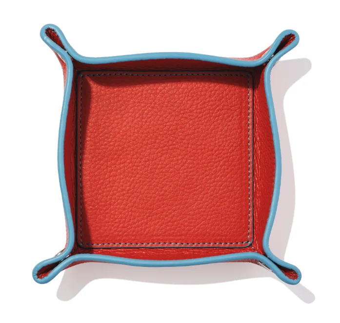 Luxury custom logo desk organiser pu foldable storage tray personalized faux leather decorative tray