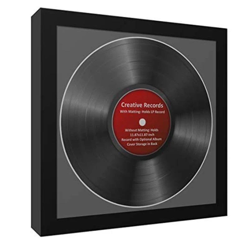 Huifeng Hot Sale Simple Wooden Black Vinyl Record CD Display Frame for Collection