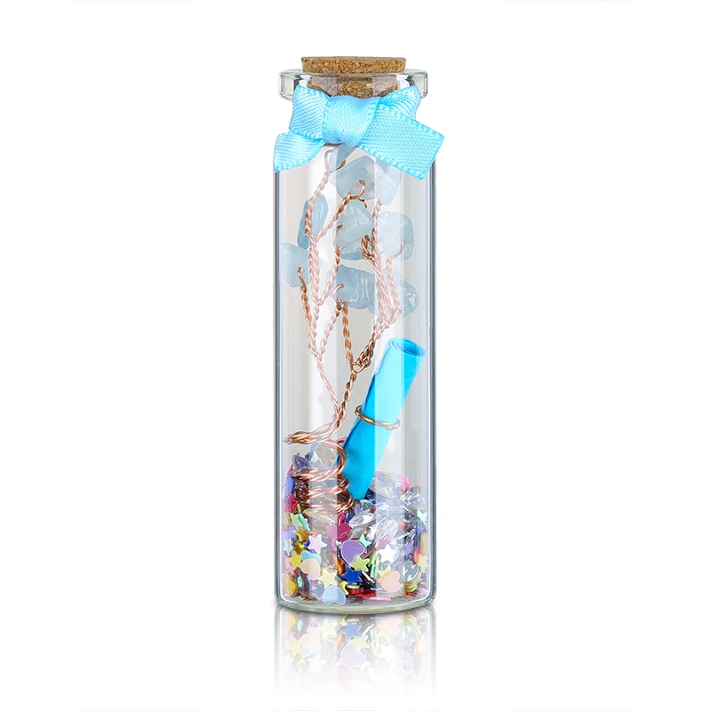 Promotional Gift Wishing Bottle Tiny Glass Container Vial Gemstone Drift