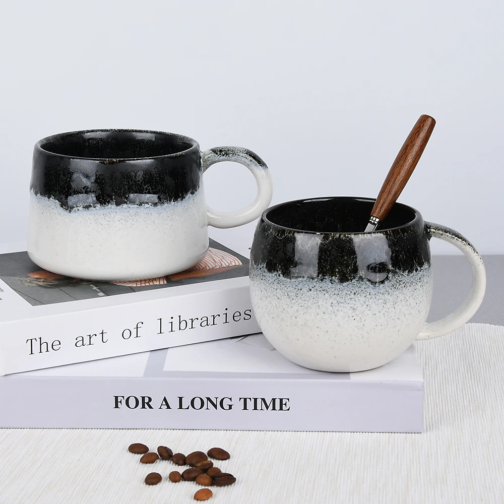 New creative reactive glaze coffee mug round 18 oz breakfast cereal cup coffee mugs in bulk tea cups for restaurants