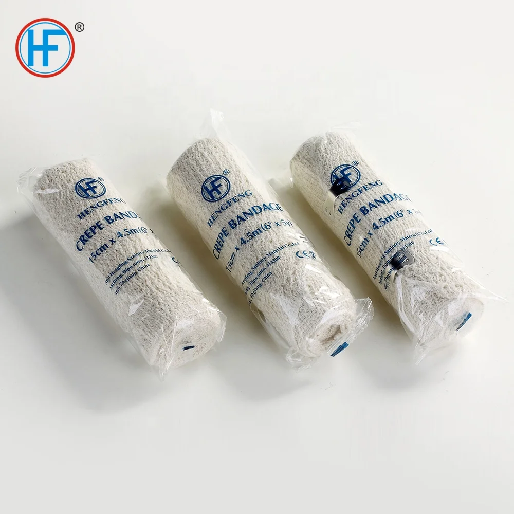Factory Direct Medical Stretchy Natural Color Elastolite  Cotton Crepe Bandage with metal clips