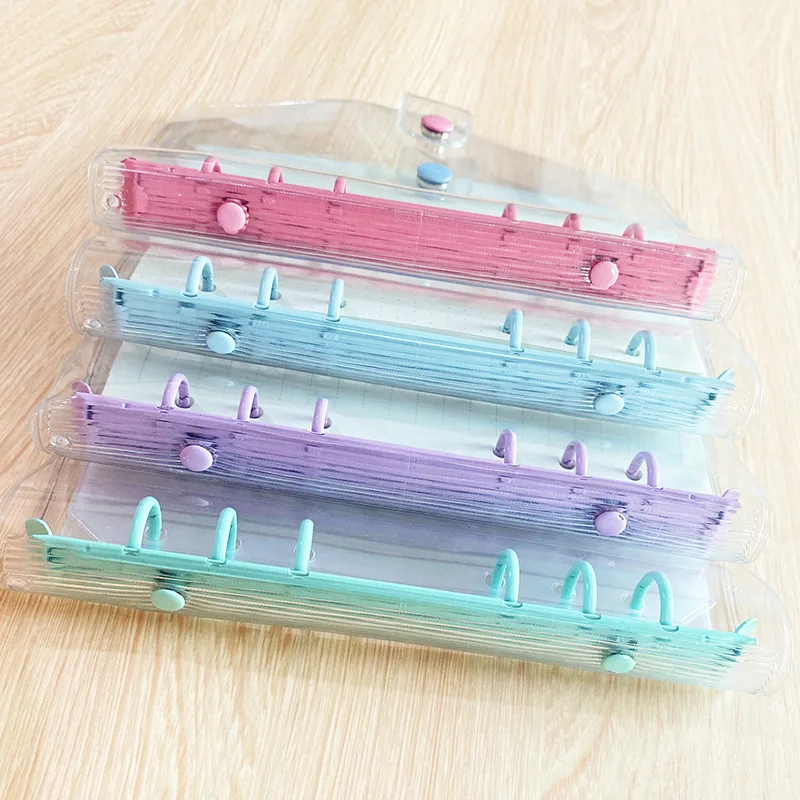 Wholesale Custom Binder Notebook Plastic PVC 6 Ring Money Binder Organizer Spiral Notebook Clear Cover Loose Leaf A5 A6 Binder