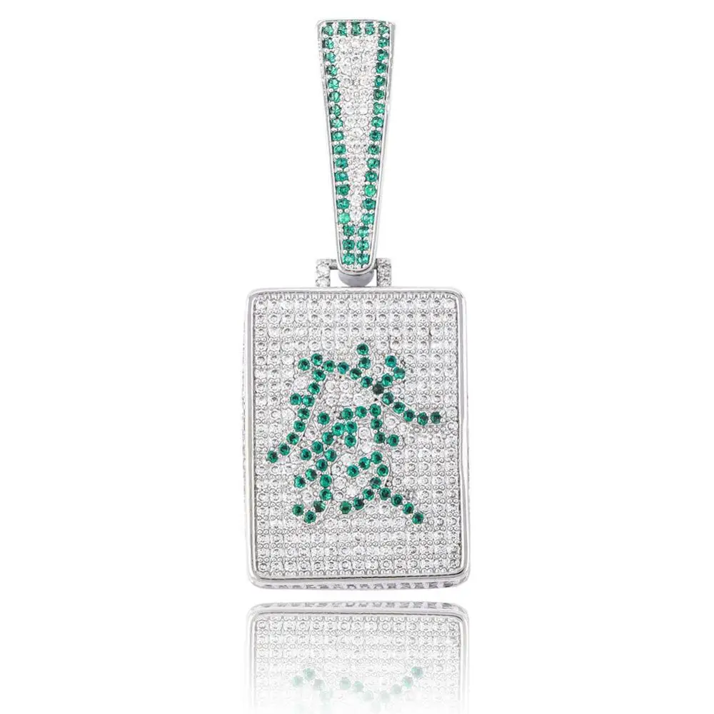 
New Arrival Mahjong Iced Out AAA CZ Prong Setting Rich Pendant 