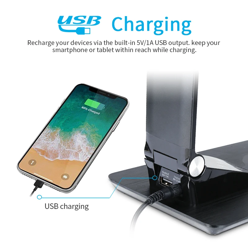 5 in 1 Wireless Charging Station Bedroom Table Lamp Multifunction Chargers Stand with Lamp Eye Protection Wireless Fast Charger