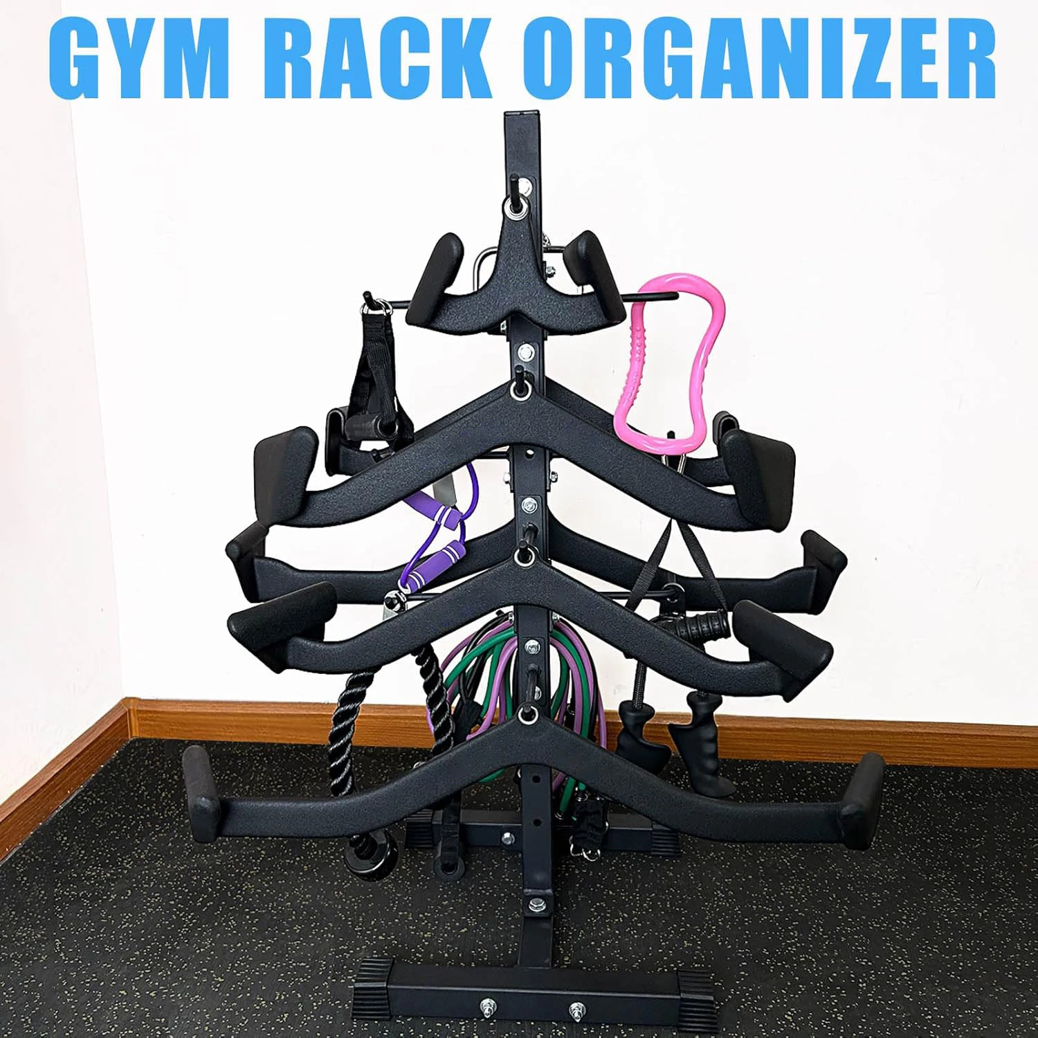 Heavy Duty Steel Gym Storage Cable Attachment Rack Lat Bar Organizer for Different Cable Handles