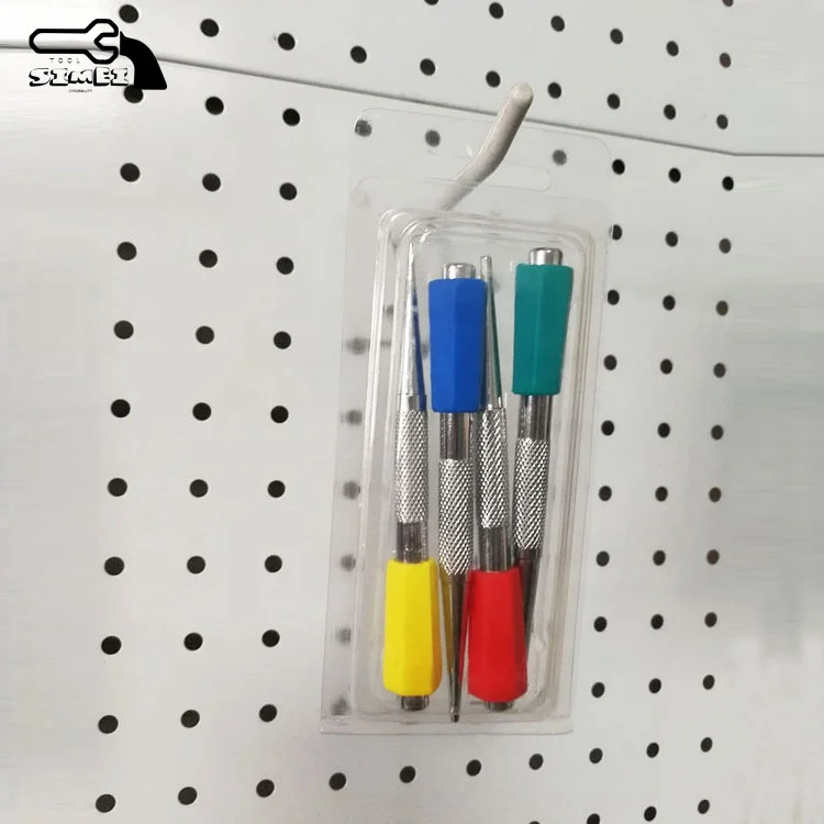 Hot Sale 4-Piece Strong Steel Taper Punch Set with Colorful Plastic Handle