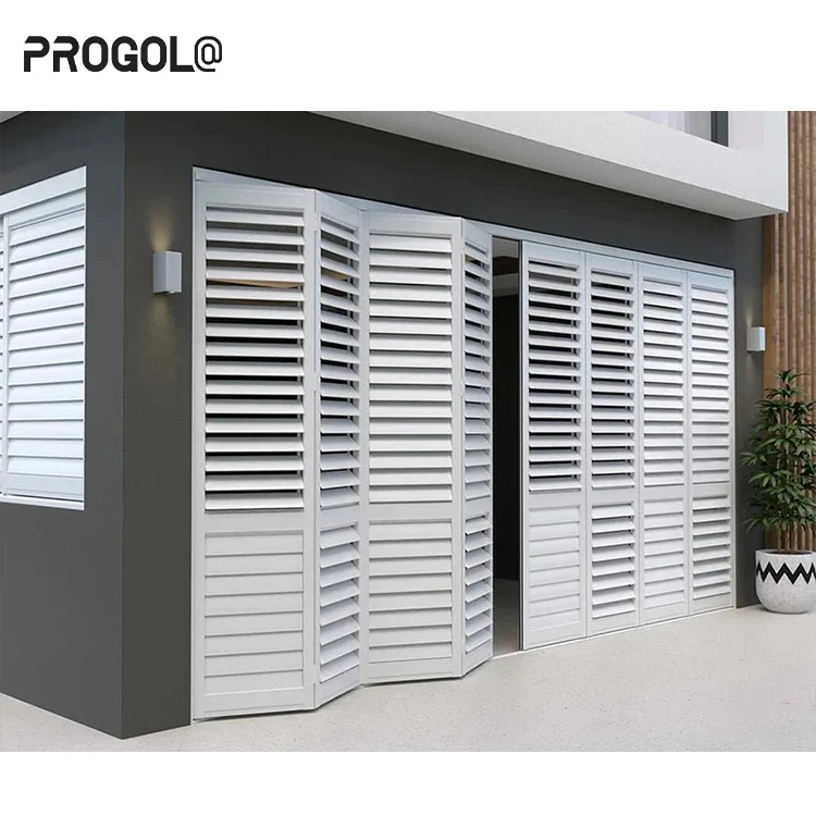 Progola Rolling Outdoor Exterior Louvered Villa Louver Door Aluminum Louvered Plantation Shutter Windows