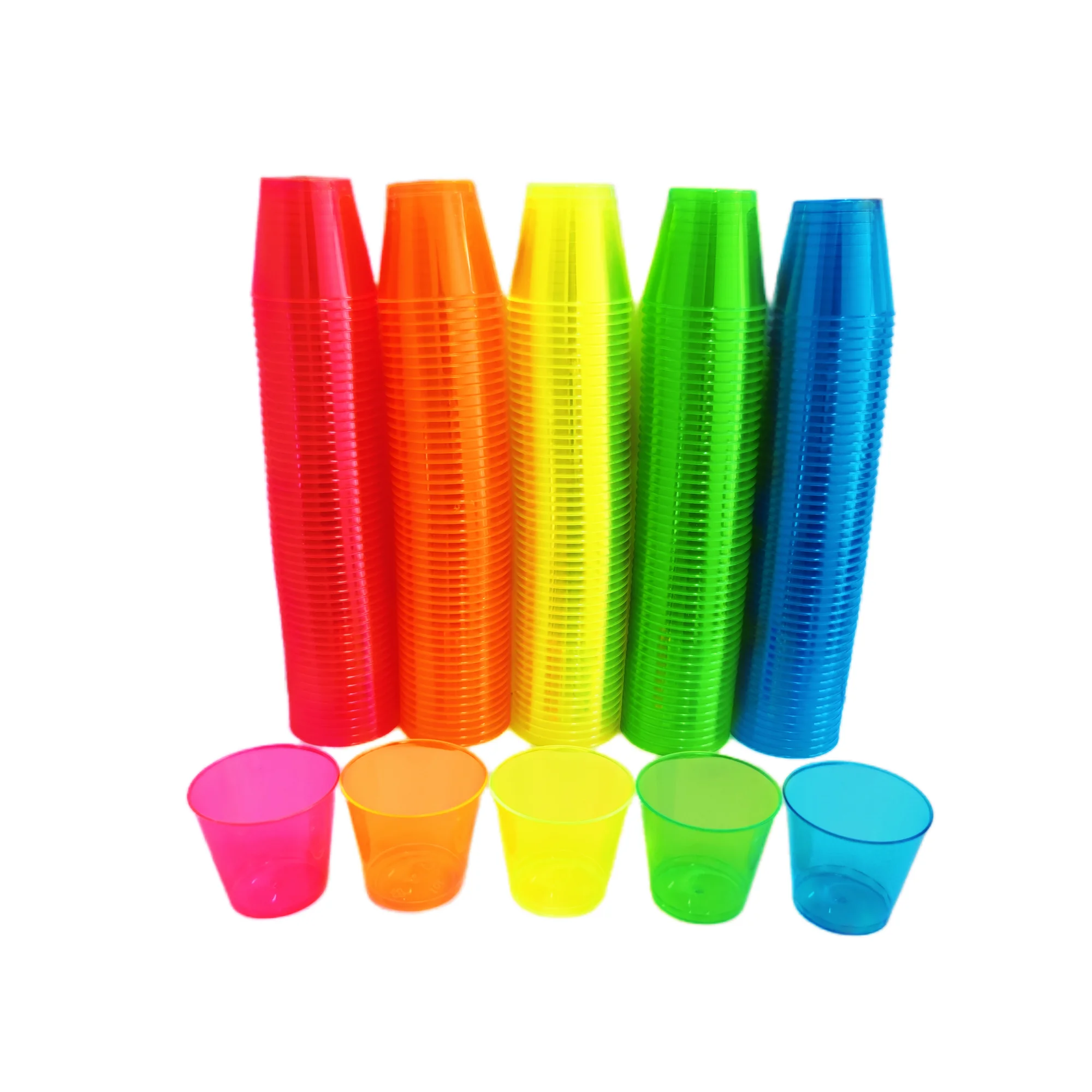 Colorful 1oz plastic cup Disposable U Shape Party Plastic Cups PS Plastic Boba Bubble Tea Drinking Cups Customized