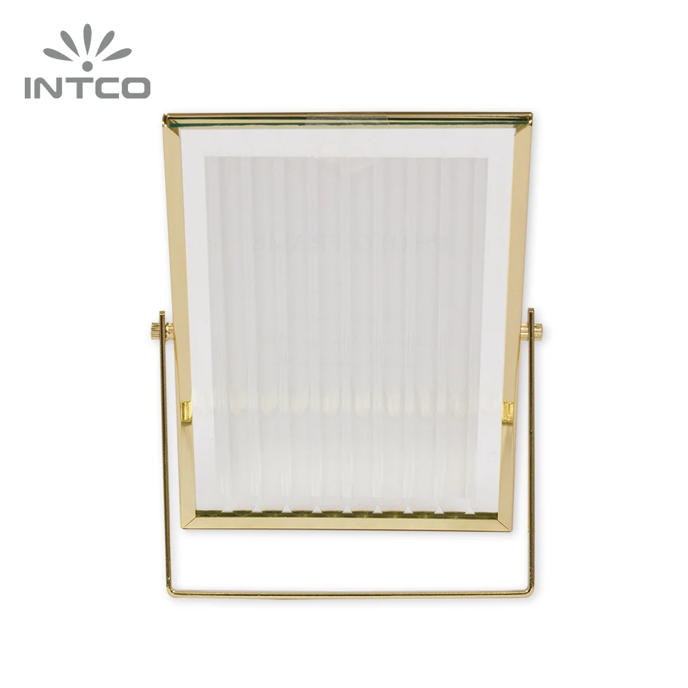 Intco Home Furnishing Decoration Thin Edge Iron Art Double Glass Floating Frame Metal Picture Photo Frame