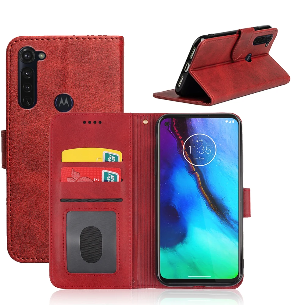  back cover phone Case with ID card slot Retro Luxury Flip Leather wallet For Motorola Moto G8 Power E7 Edge 20 Pro lite