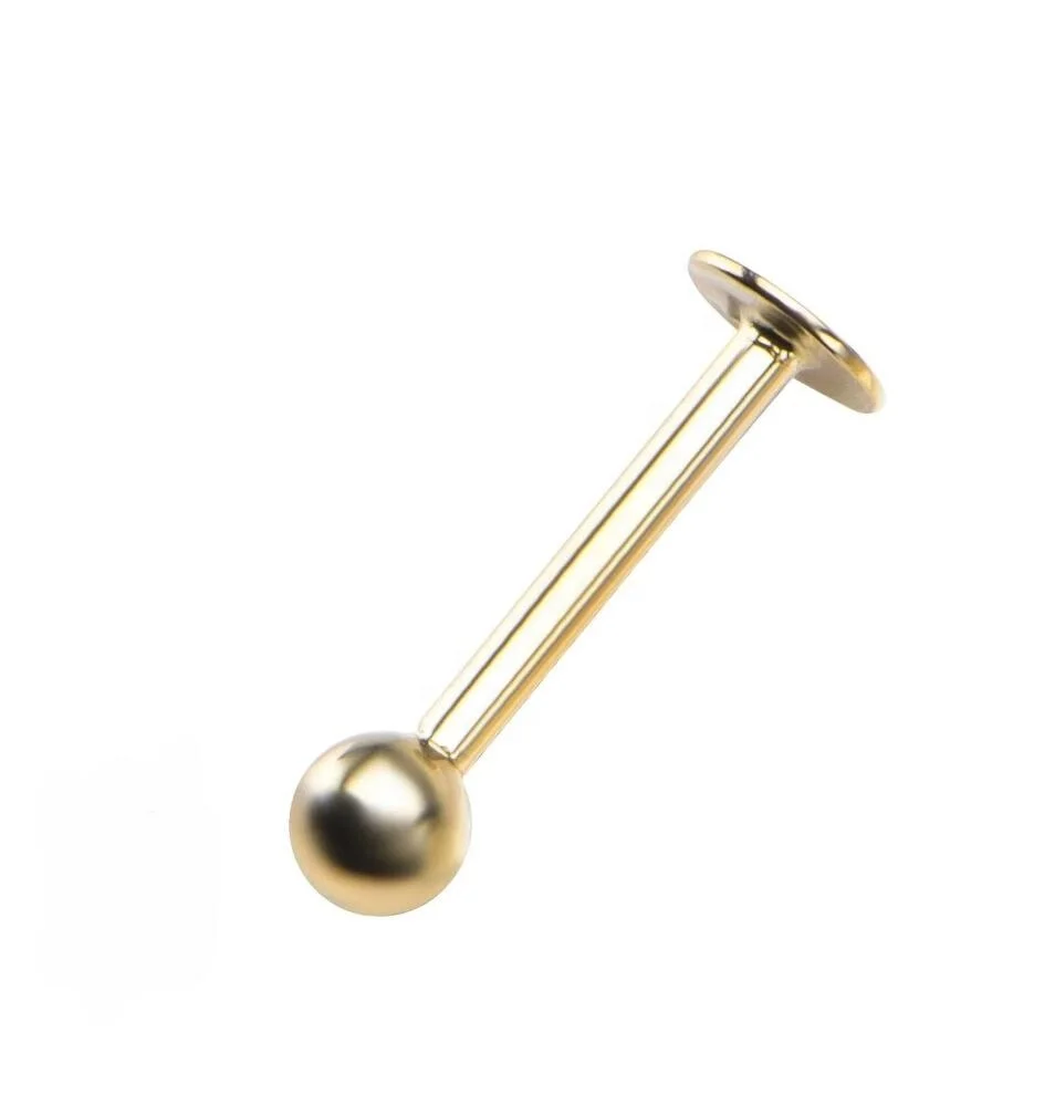Giometal с внутренней резьбой 14Kt твердая Золотая губная Опора Бусиной бижутерия оптом основной пирсинг общего назначения