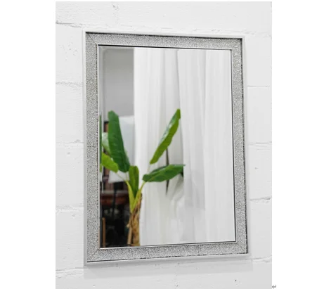 wholesale luxury decor bedroom modern large rectangle mirror silver metal framed 3D mirror wall mirror diamond around