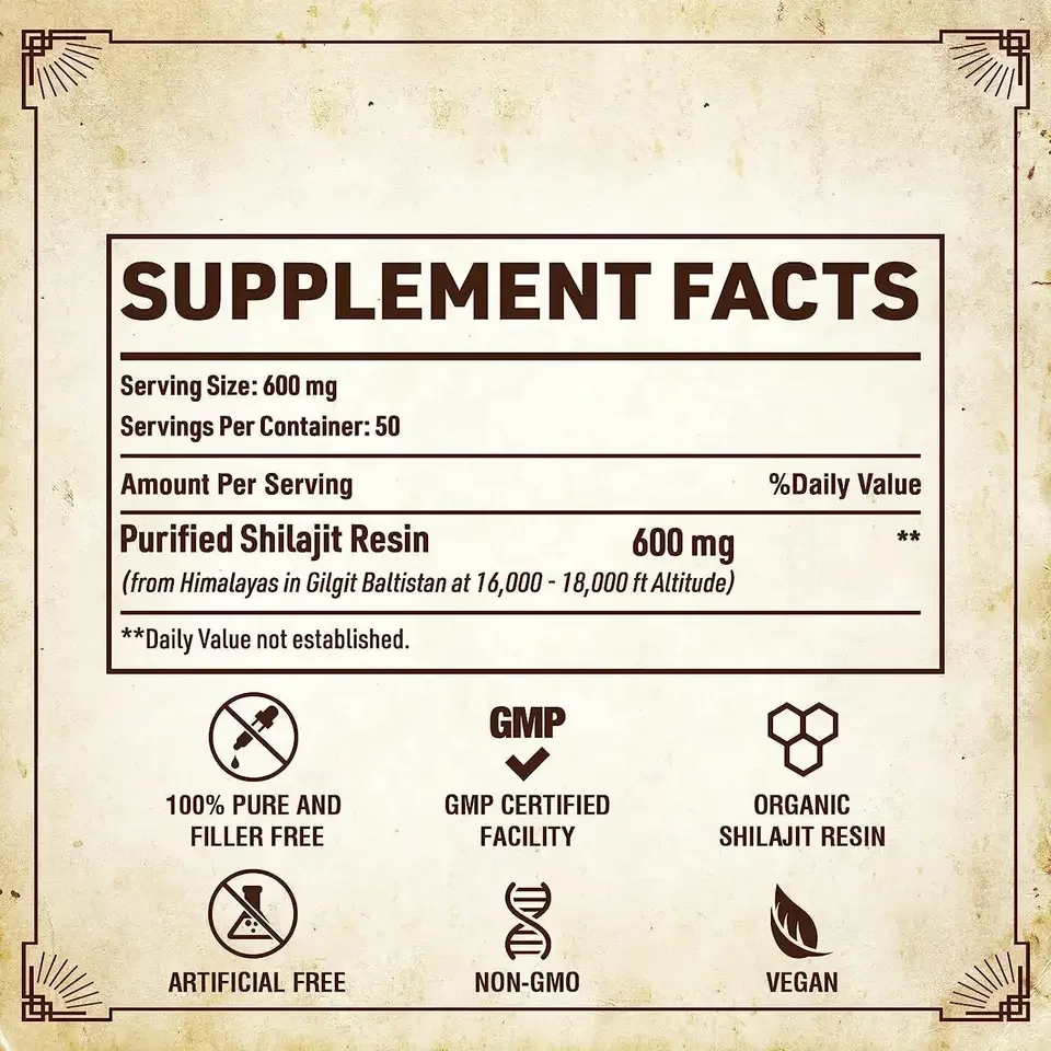 OEM Shilajit смола чистая хималая шиладжит с комплексом 85 + микроэлементов для энергии и иммунной поддержки